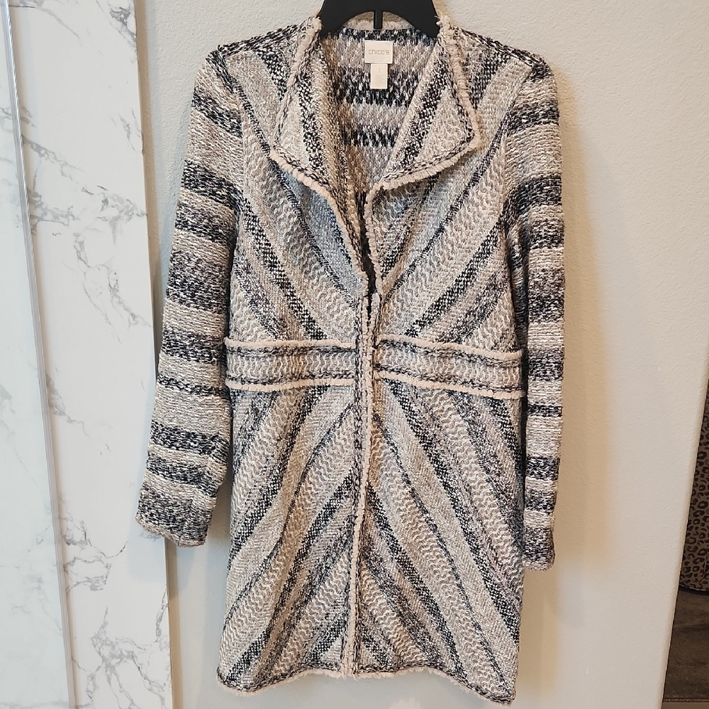 Chico's Monochrome Knit Sweater, Size Medium
